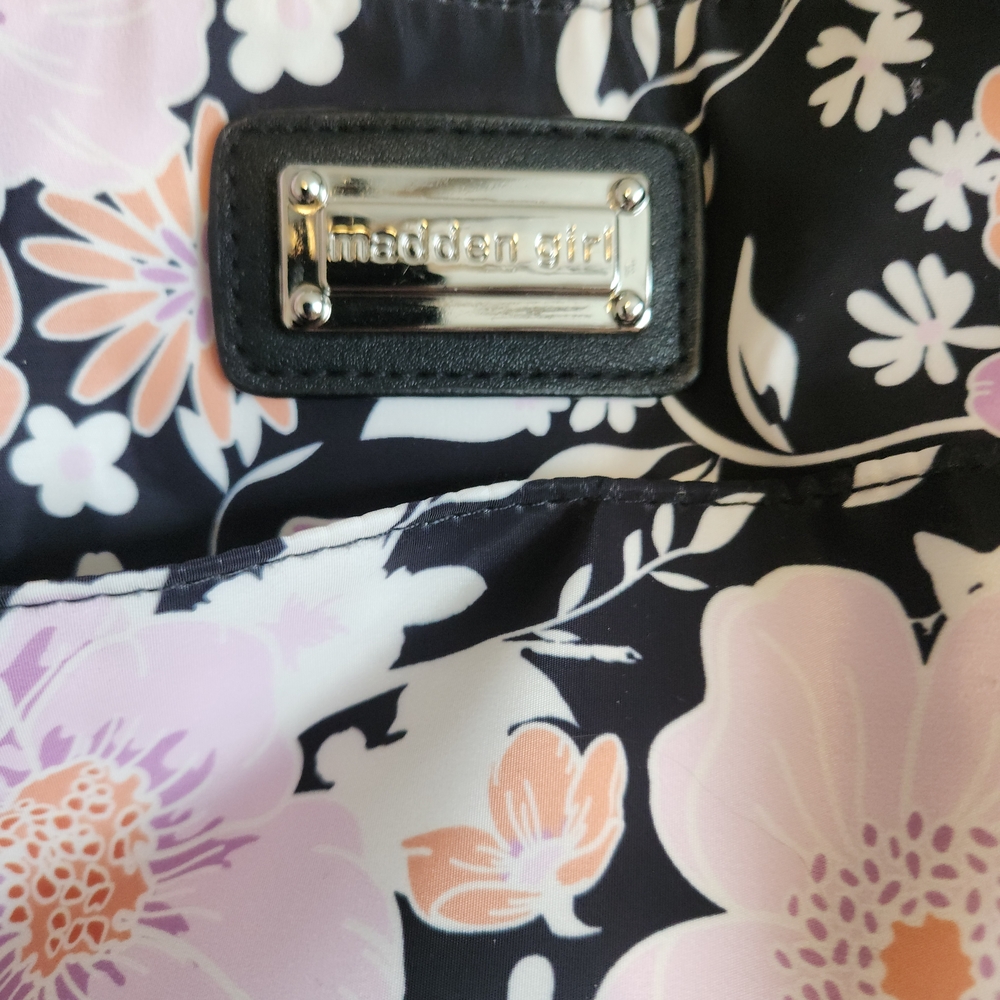 Madden Girl Black and Pink Floral Travel Bag - Picture 8 of 8